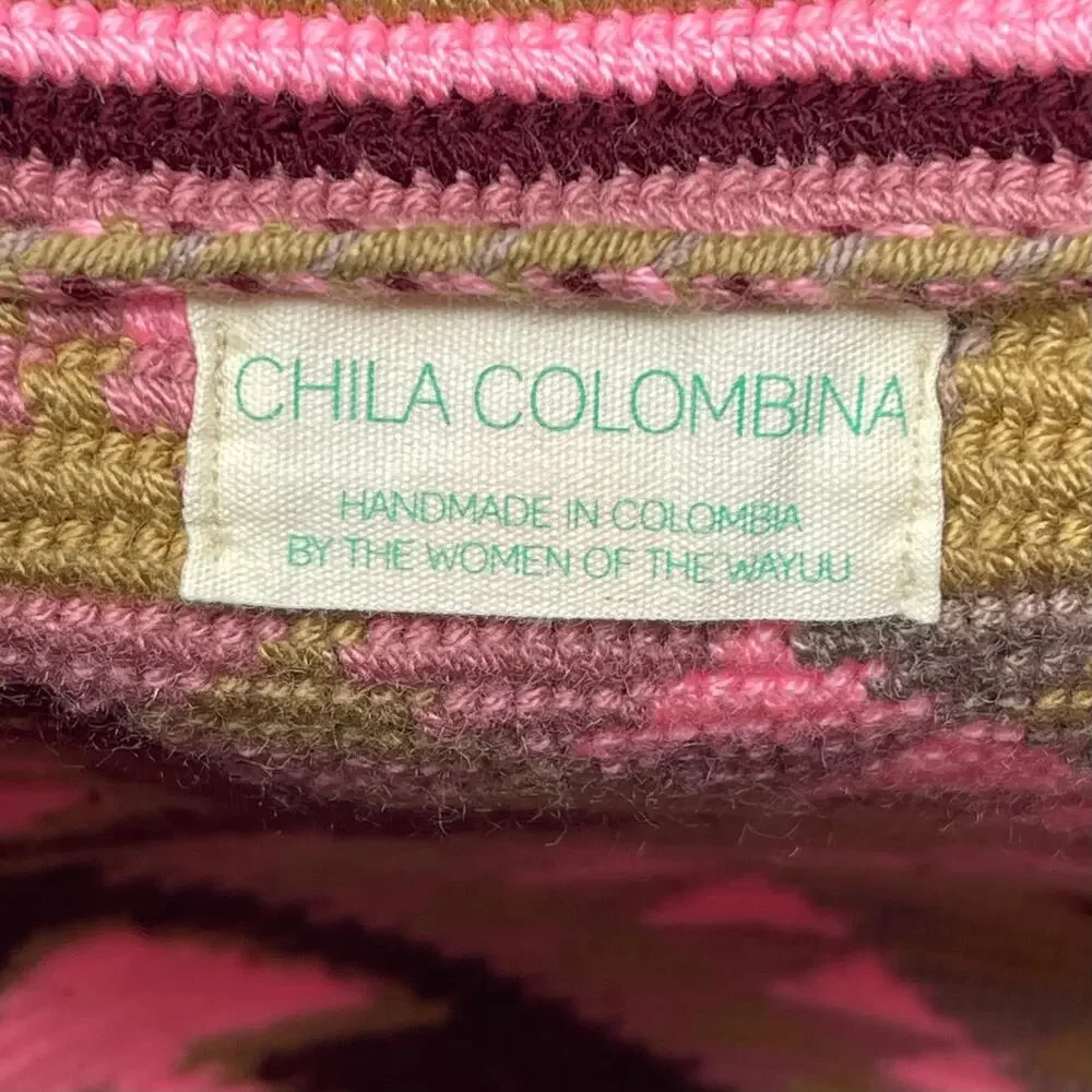 NWOT Chila Colombina Luna Bag - Wayuu Design - Natural - Tan - Pink - Handmade
